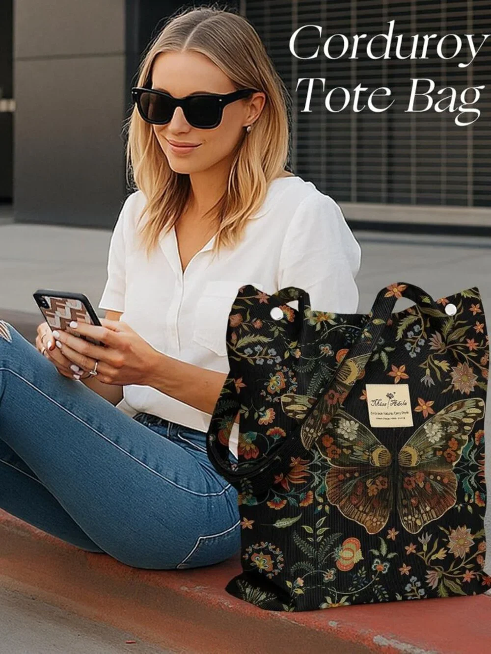 Stylish Corduroy Tote Bag for Women | Aesthetic Design, Versatile & Chic